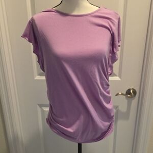Maternity Lavender Flutter Sleeve Top